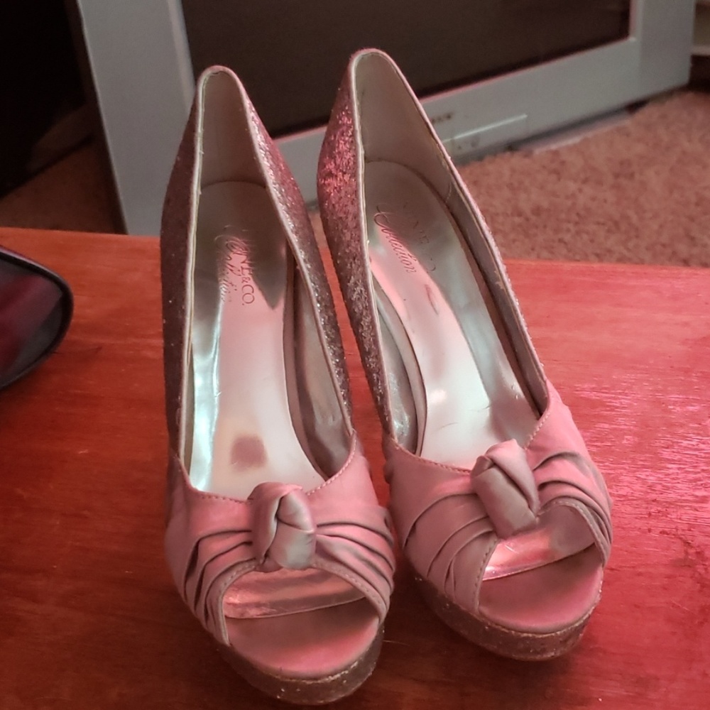 Silver sparkle heels